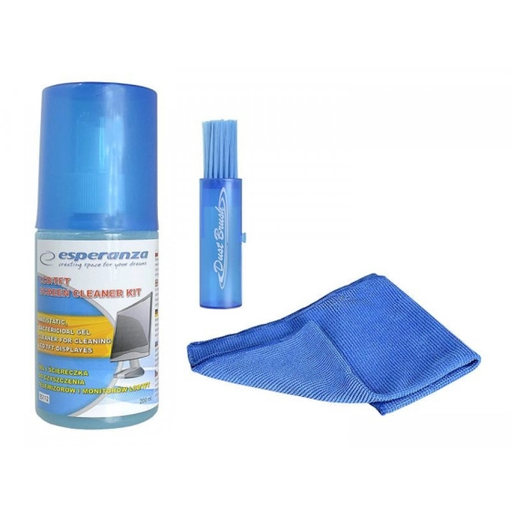 ZESTAW CZYSZCZĄCY (PŁYN 200 ml. +  MIĘKKA ŚCIERECZKA + MIĘKKA SZCZOTECZKA) DO CZYSZCZENIA MONITORÓW / KLAWIATUR / DRUKAREK i innego sprzętu